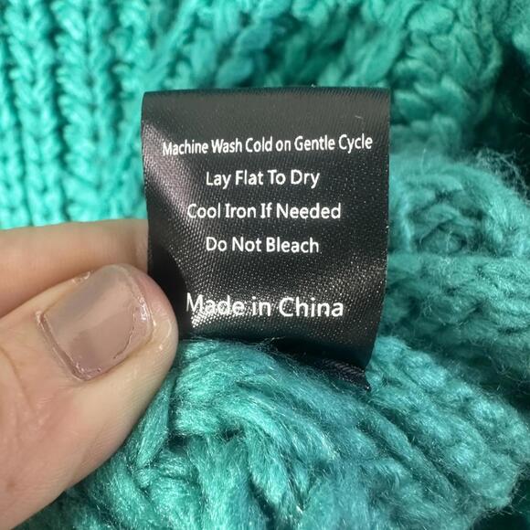 POL Chunky Knit Turtleneck Sweater Teal Green Women’s Cozy‎ Pullover M - Picture 6 of 12